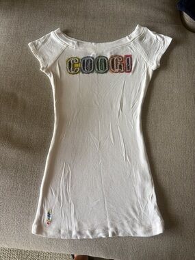 COOGI White Short Sleeve Tee with Multicolor Logo